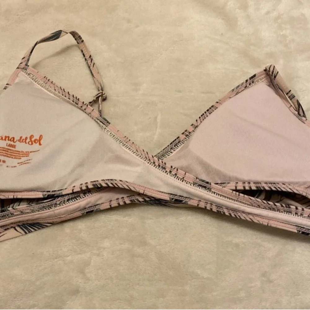 Tropical Palm Frond Faux Wrap Bikini Top
